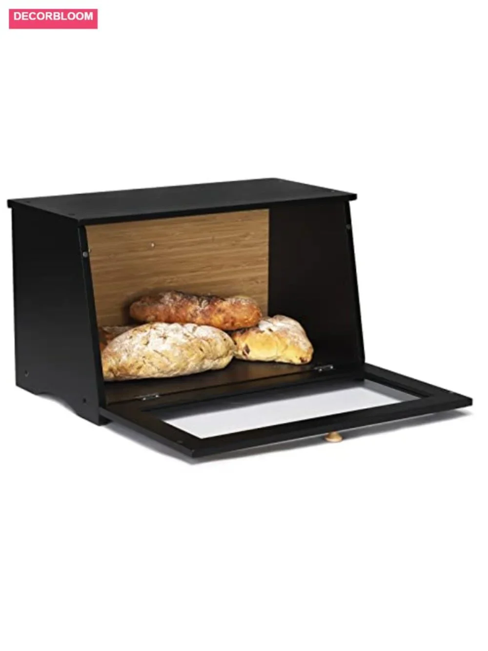 Bamboo Wood Bread Box with Plexiglass Window, Kitchen Countertop Storage